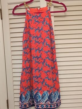 Lilly Pulitzer Coral Zebra-Print Romper